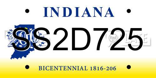 SS2D725 Indiana License Plate