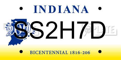 SS2H7D Indiana License Plate