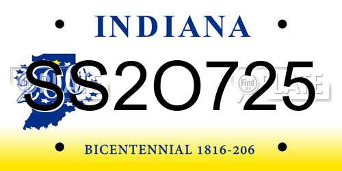SS2O725 Indiana License Plate