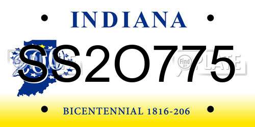 SS2O775 Indiana License Plate