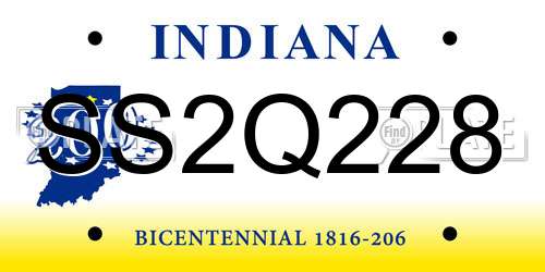 SS2Q228 Indiana License Plate