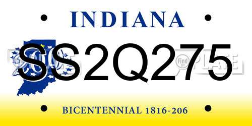SS2Q275 Indiana License Plate