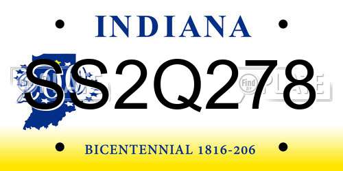 SS2Q278 Indiana License Plate