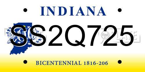 SS2Q725 Indiana License Plate
