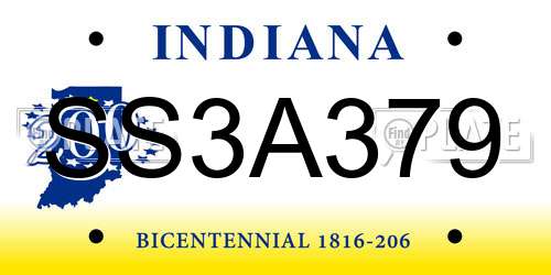 SS3A379 Indiana License Plate