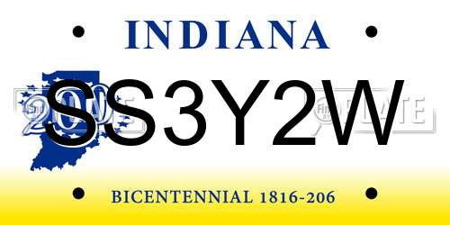 SS3Y2W Indiana License Plate