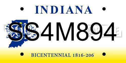 SS4M894 Indiana License Plate