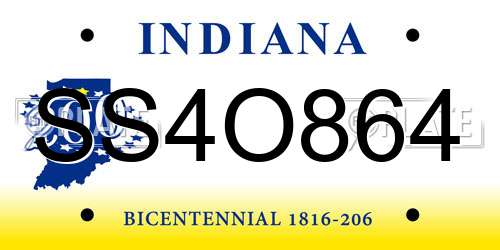 SS4O864 Indiana License Plate