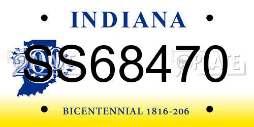 SS68470 Indiana License Plate