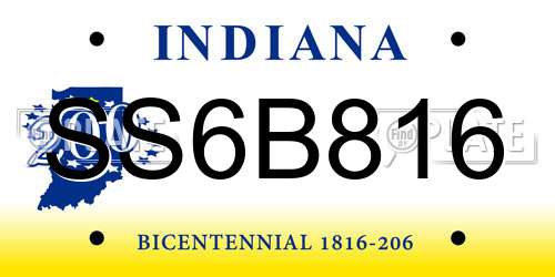 SS6B816 Indiana License Plate