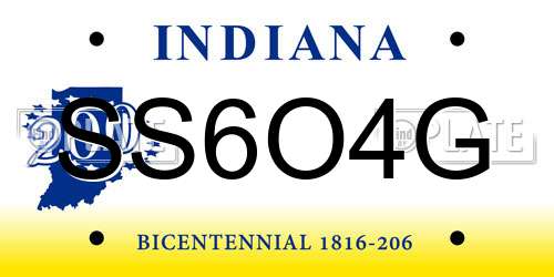 SS6O4G Indiana License Plate