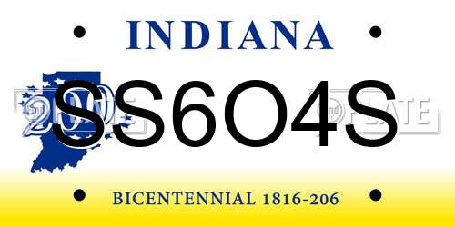 SS6O4S Indiana License Plate