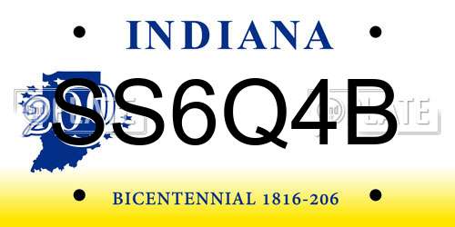 SS6Q4B Indiana License Plate