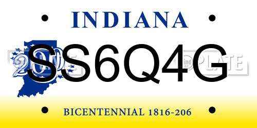 SS6Q4G Indiana License Plate