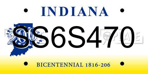 SS6S470 Indiana License Plate