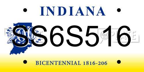 SS6S516 Indiana License Plate