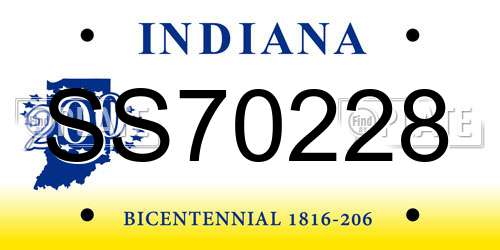 SS70228 Indiana License Plate
