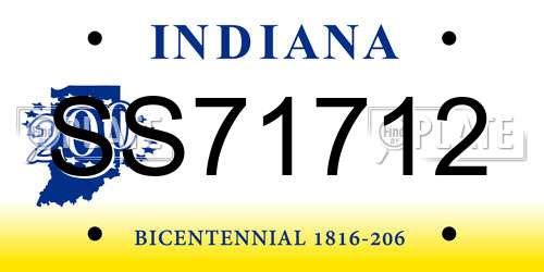 SS71712 Indiana License Plate