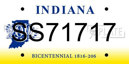 SS71717 Indiana License Plate