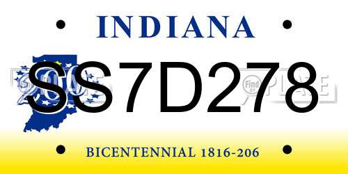 SS7D278 Indiana License Plate