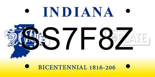 SS7F8Z Indiana License Plate