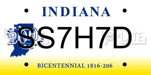 SS7H7D Indiana License Plate