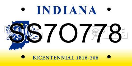 SS7O778 Indiana License Plate