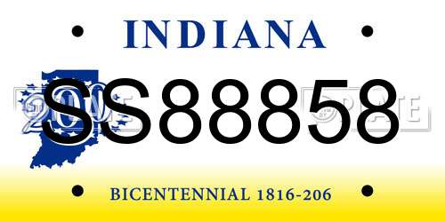 SS88858 Indiana License Plate