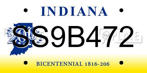 SS9B472 Indiana License Plate