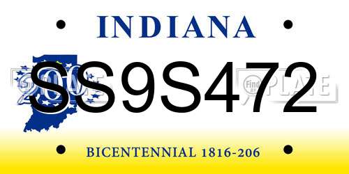 SS9S472 Indiana License Plate