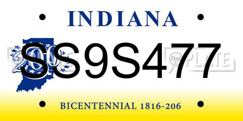 SS9S477 Indiana License Plate