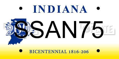 SSAN75 Indiana License Plate
