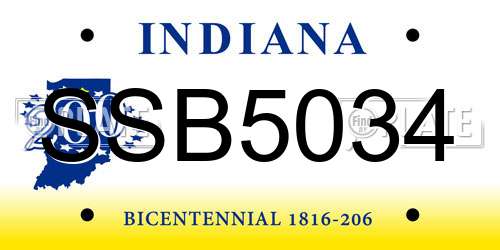 SSB5034 Indiana License Plate