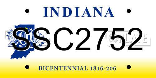 SSC2752 Indiana License Plate