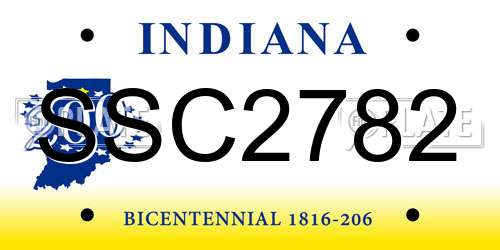 SSC2782 Indiana License Plate