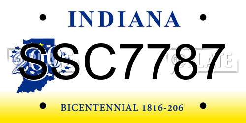 SSC7787 Indiana License Plate