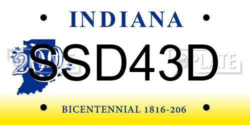 SSD43D Indiana License Plate