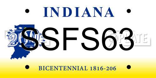SSFS63 Indiana License Plate