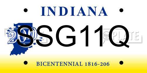 SSG11Q Indiana License Plate