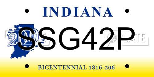 SSG42P Indiana License Plate