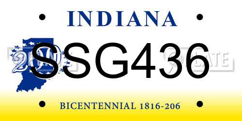 SSG436 Indiana License Plate