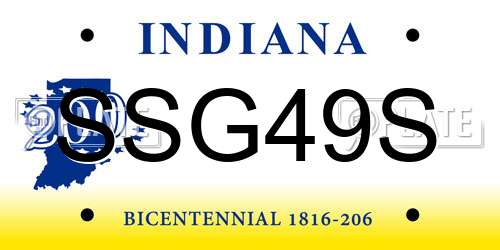 SSG49S Indiana License Plate