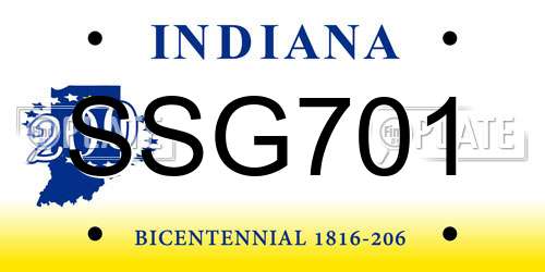 SSG701 Indiana License Plate