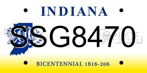 SSG8470 Indiana License Plate