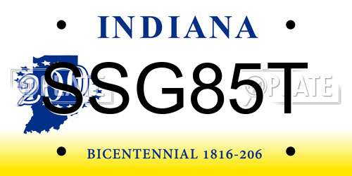 SSG85T Indiana License Plate