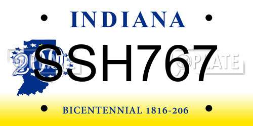SSH767 Indiana License Plate