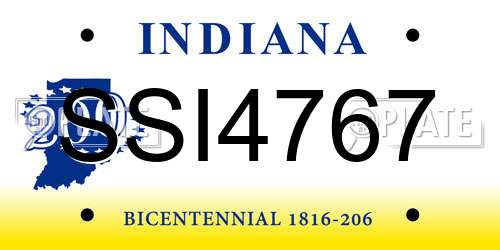 SSI4767 Indiana License Plate