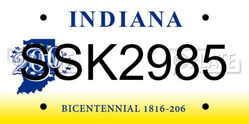SSK2985 Indiana License Plate