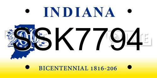 SSK7794 Indiana License Plate