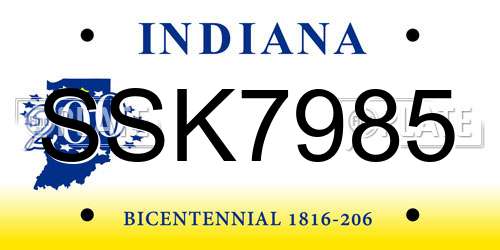 SSK7985 Indiana License Plate
